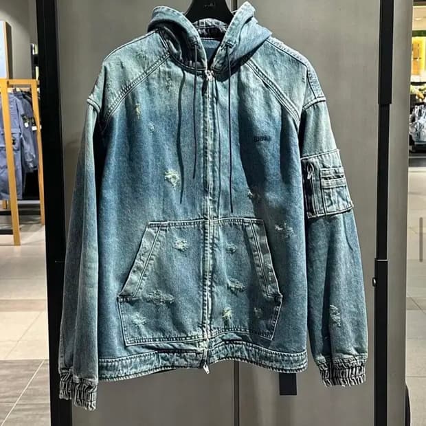 준지 24ss 데미지 데님 후드 [L] 팝니다.
