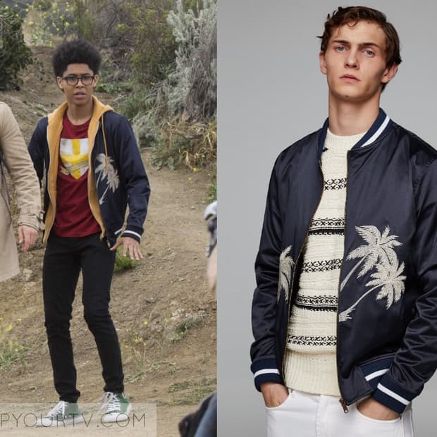 자라 팜트리 야자수 자수 스카쟌 자켓 네이비 M