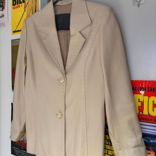 Lepanto 스티치 레더 블레이저 자켓