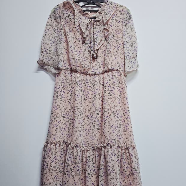 케네스레이디 쉬폰 플라워 원피스 핑크 프릴