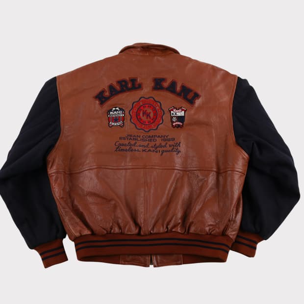 [XXL] 90's 칼카니 레더 바시티 자켓