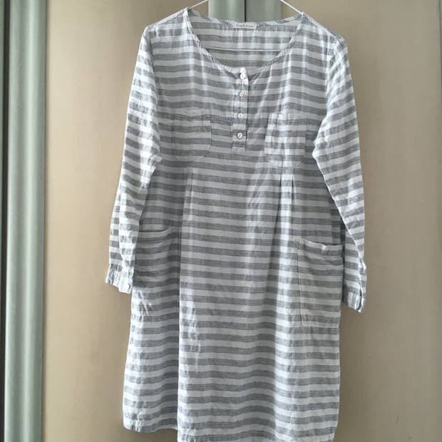 일본빈티지 모리걸 니혼진너드 스트라이프 줄무늬 레이어드 원피스 카모메산장