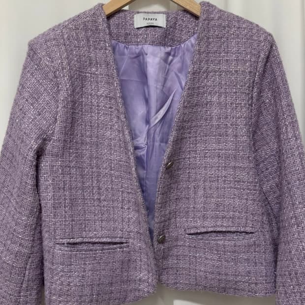 파파야 퍼플 트위드 자켓