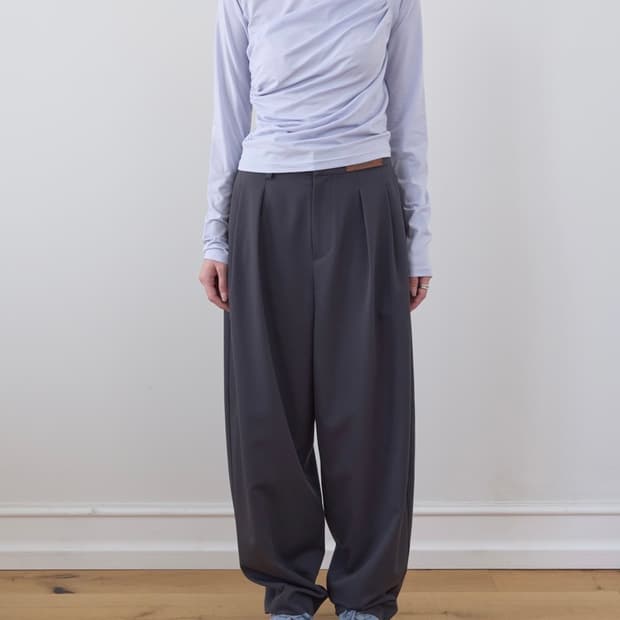 [마조네] Pleats tuck wide pants_grey_M