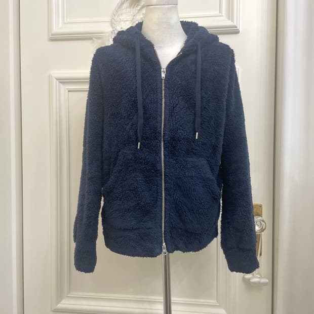 CHAMPION navy basic 2way hoodie-zip
