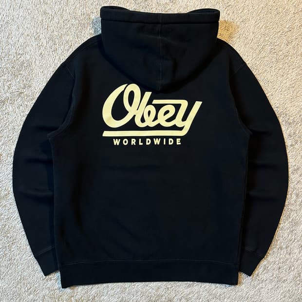 오베이 OBEY 월드와이드 백로고 후드티 블랙