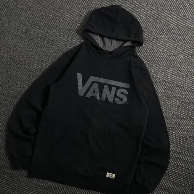 반스 빅로고 박시핏 후드 티셔츠 블랙y 4173