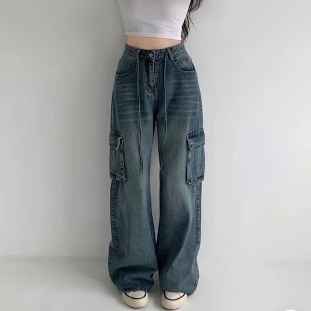에이블리 카고 와이드팬츠 데님 청바지