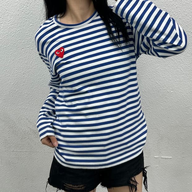 꼼데가르송 하트와펜 블루 단가라 롱슬리브 M