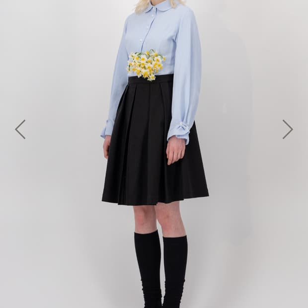 ekieta 둥근카라 셔츠+플리츠스커트 세트