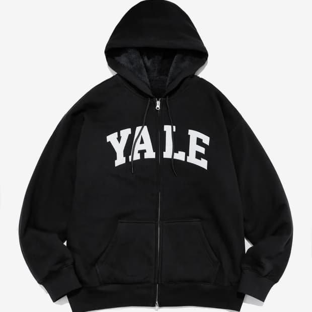 YALE 예일 블랙 기모 후드집업 