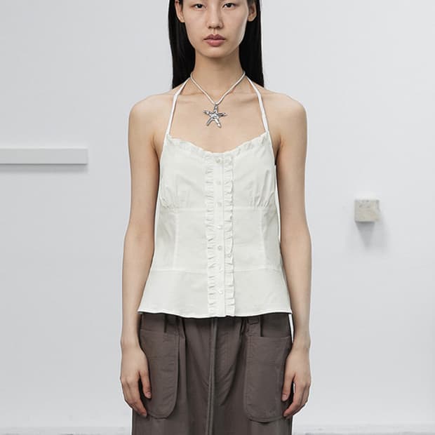 세릭 FRILL HALTER PEPLUM BLOUSE