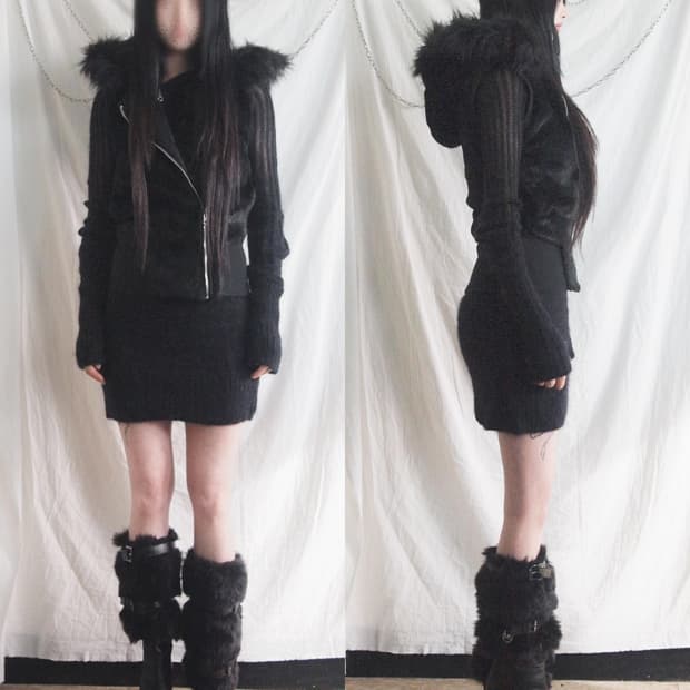 a/x 아르마니 익스체인지 asymmetric 크롭 퍼 후드베스트