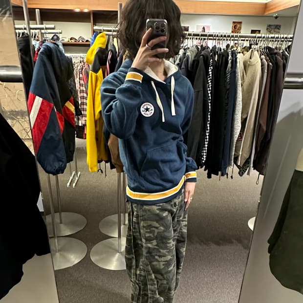 M)컨버스 빈티지 양털 네이비 후디