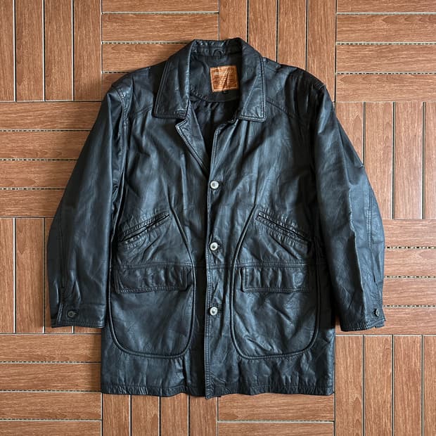 Man photo vintage leather coat jacket