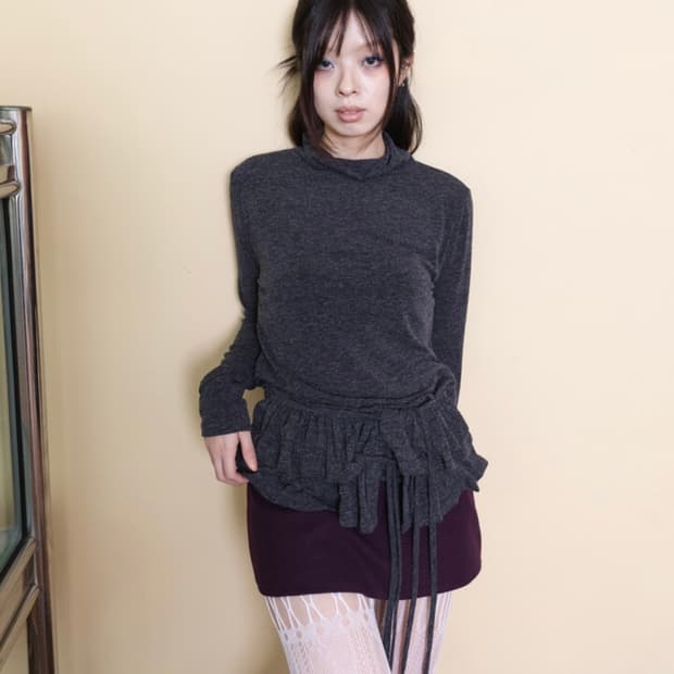 Wool tidy low skirt pants (Purple)