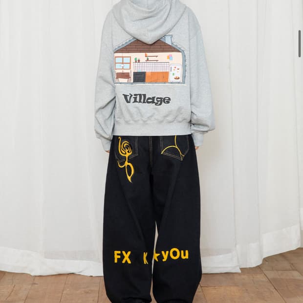 엑스톤즈우먼 FXXK YOU 스티치 데님 팬츠 (BLACK)