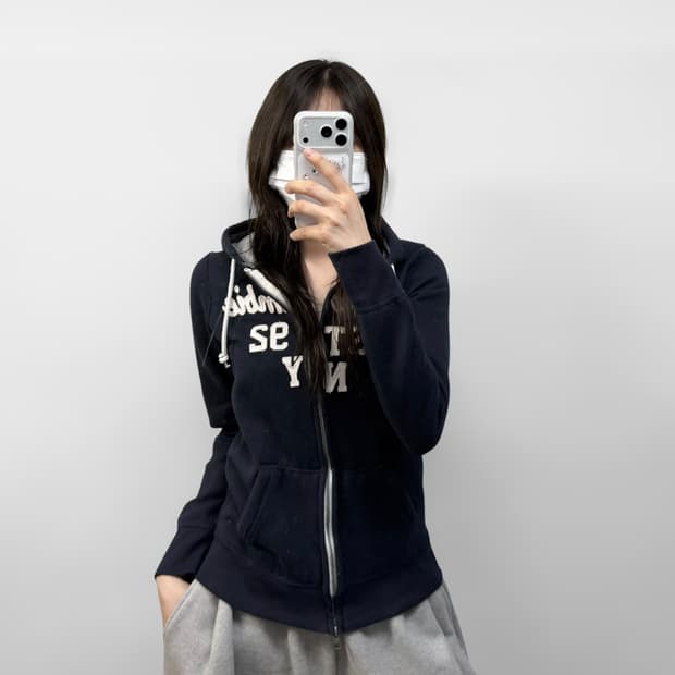 아베크롬비 스펠 로고 후드집업 네이비