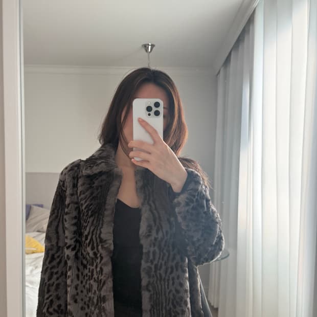 타이거 프린트 리얼 퍼 코트 fur coat