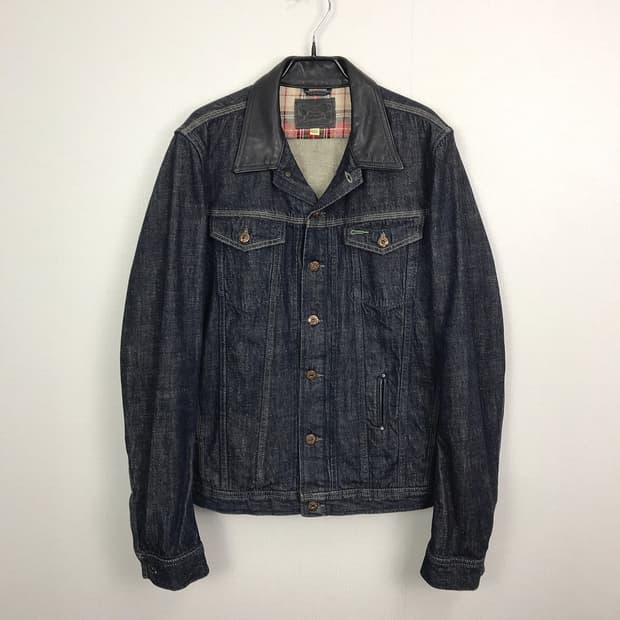 디젤 가죽 데님 트러커 자켓 남성XL
