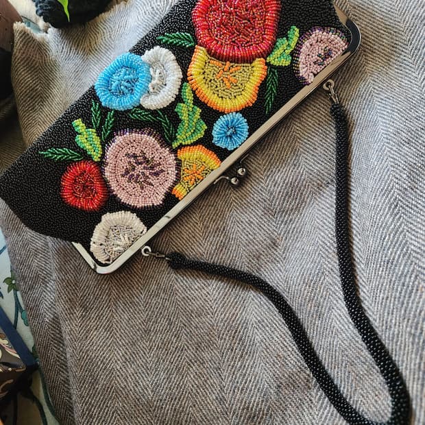 핸드메이드 비즈 플라워 클러치 앤 숄더