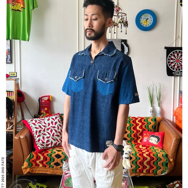 1980s Quiksilver 1/2 Indigo Denim Top