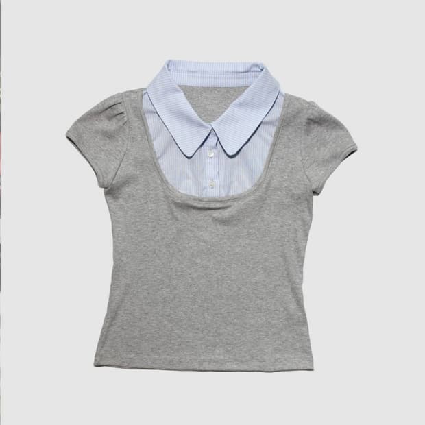 인앤양인하모니 Mix knit top, grey