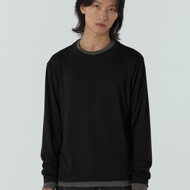 주앙옴므 레이어드 롱슬리브 블랙 M 새상품