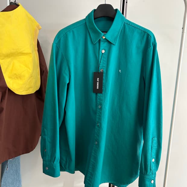 라프시몬스 페트롤 컬러 데님 셔츠