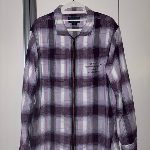 Thisisneverthat Purple Plaid Zip-Up Shir