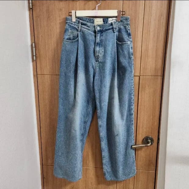 (2)비긴202 콘밀 원턱 와이드 데님팬츠