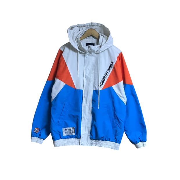 NBA 오클라호마시티 썬더 팀 배색 컬러 블럭 바람막이 재킷️