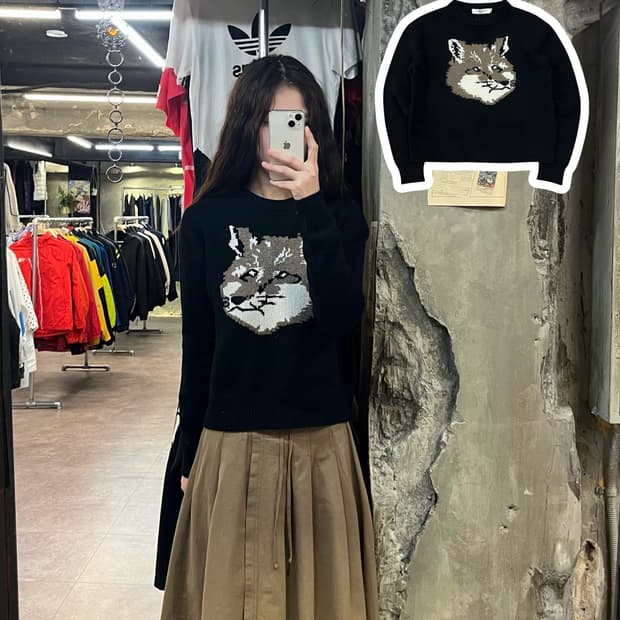 메종키츠네 니트 블랙 XS #csz1980