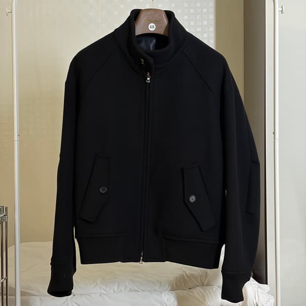 [48] 포커페이스 오버사이즈 헤링턴 블루종 블랙