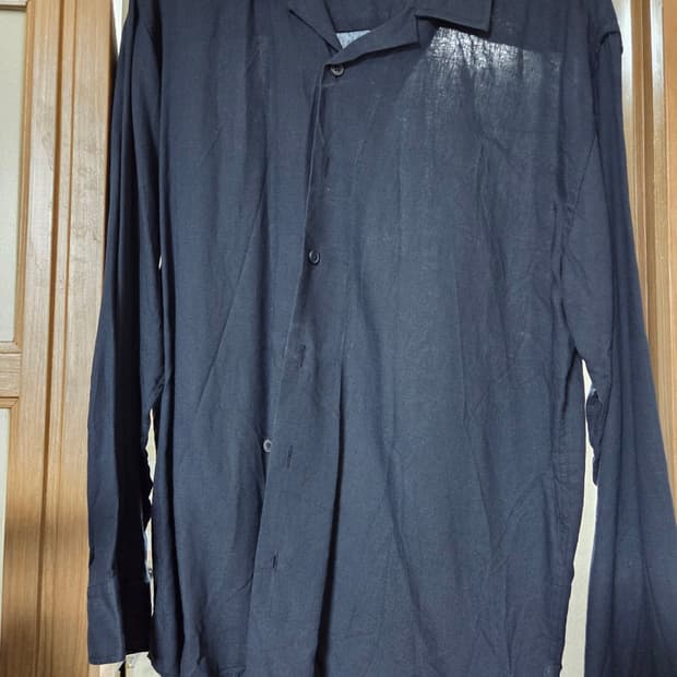 아노블리어 루즈핏 오픈카라 텐셀 린넨 셔츠[네이비/M]