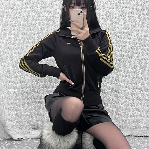 아디다스 희귀 Y2K 초코브라우니 져지 집업 L C10091