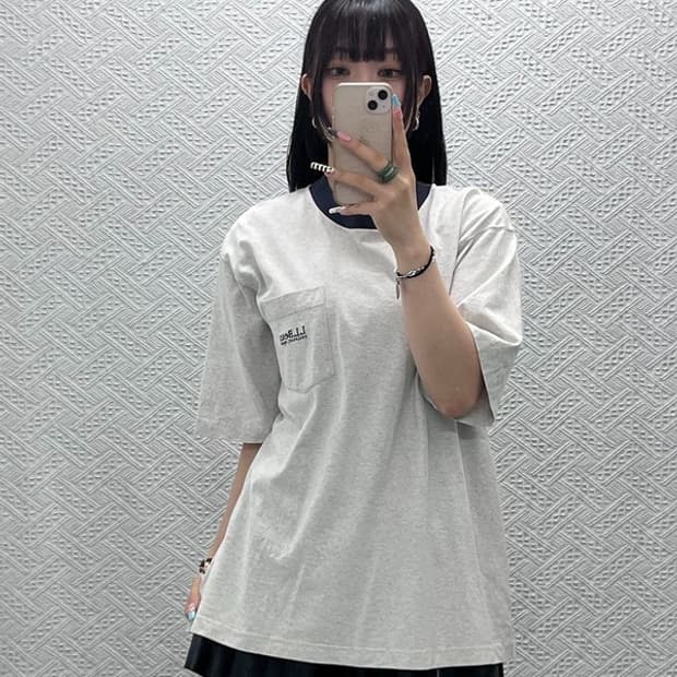 엘엘빈 빈티지 캐주얼 레트로 링거티 포켓 워크 반팔티 M C13021