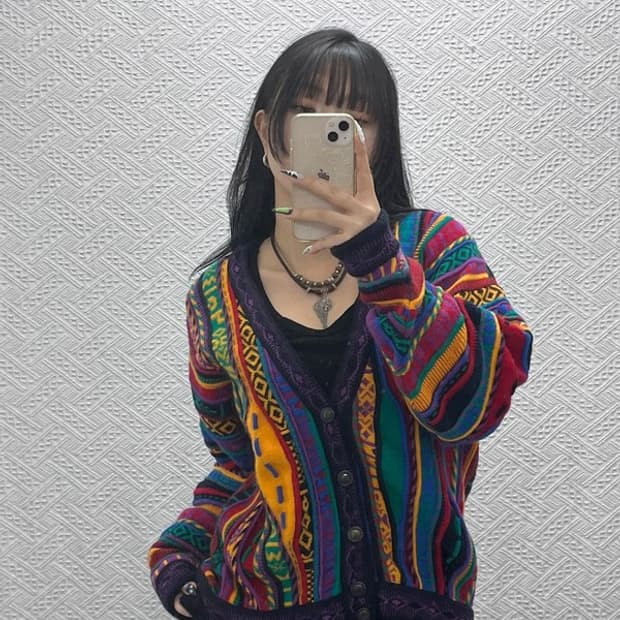 엠마루 빈티지 히피 에스닉 인디언 케이블 니트 가디건 14 C08776