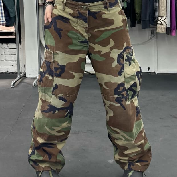 VTG 밀리터리 카모 립스탑 카고팬츠