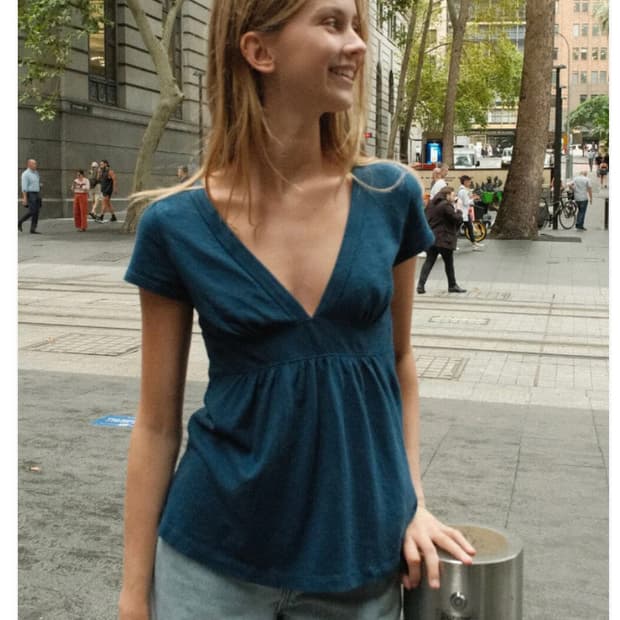 Brandy Melville Blue Babydoll Top
