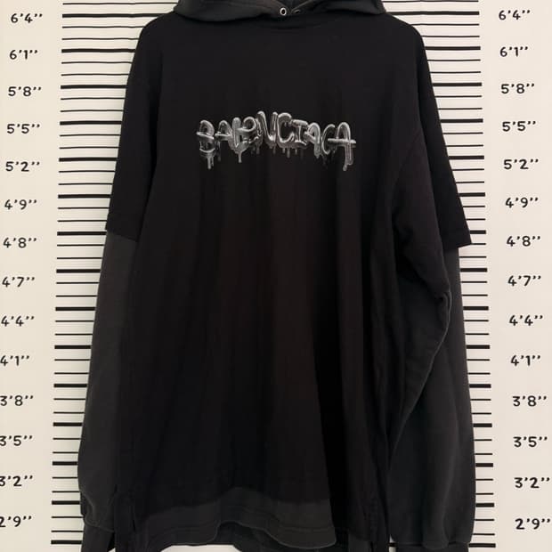 <정품>발렌시아가(Balenciaga) 슬라임 로고 더블 레이어드 후드