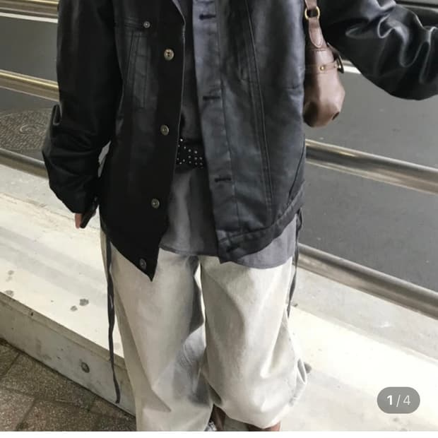 헤비브 나카 라인 레더 자켓 블랙