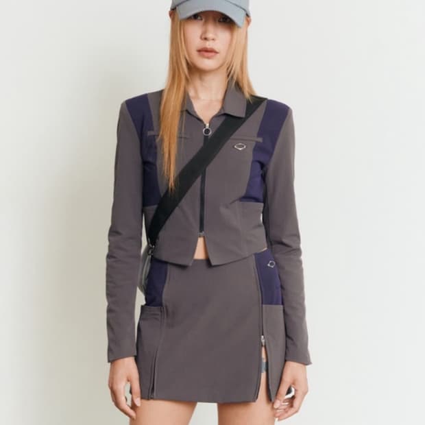 미스치프 유니폼 자켓 스커트 셋업 차콜 M