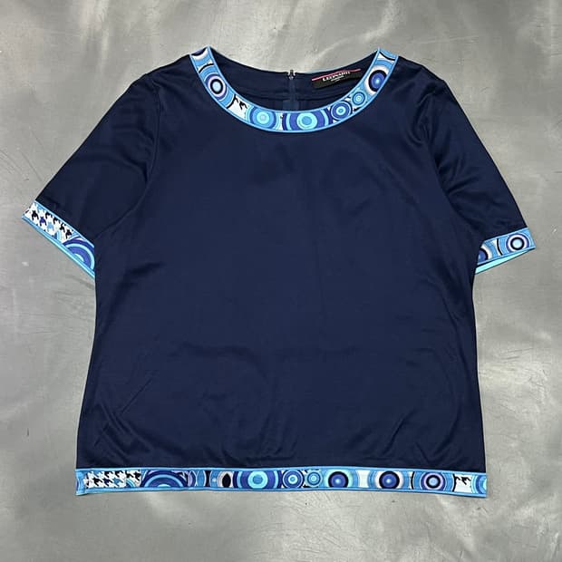  레오나드 패턴 바인딩 반팔티 y15878