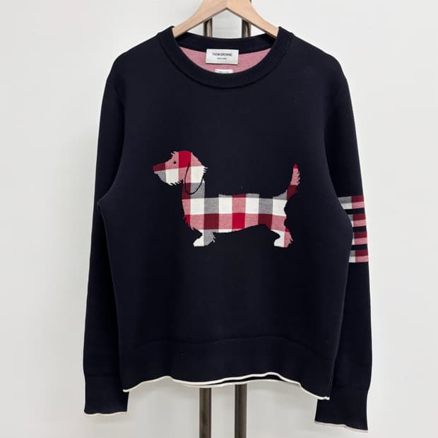 [3]톰브라운 사선완장 헥터 자카드 체크니트