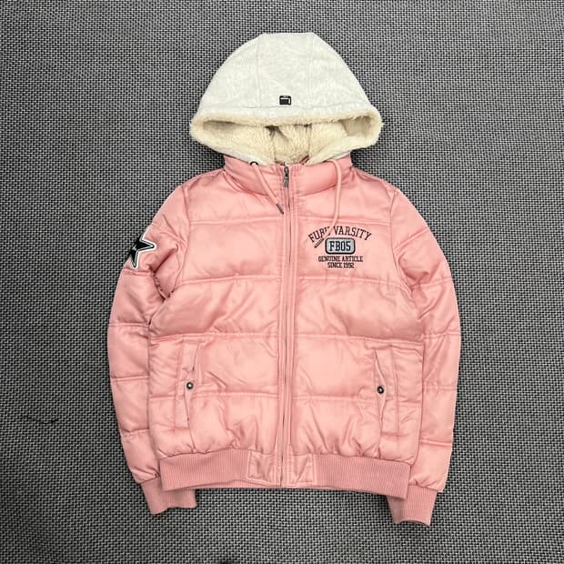 후부 딸기우유 후드 패딩