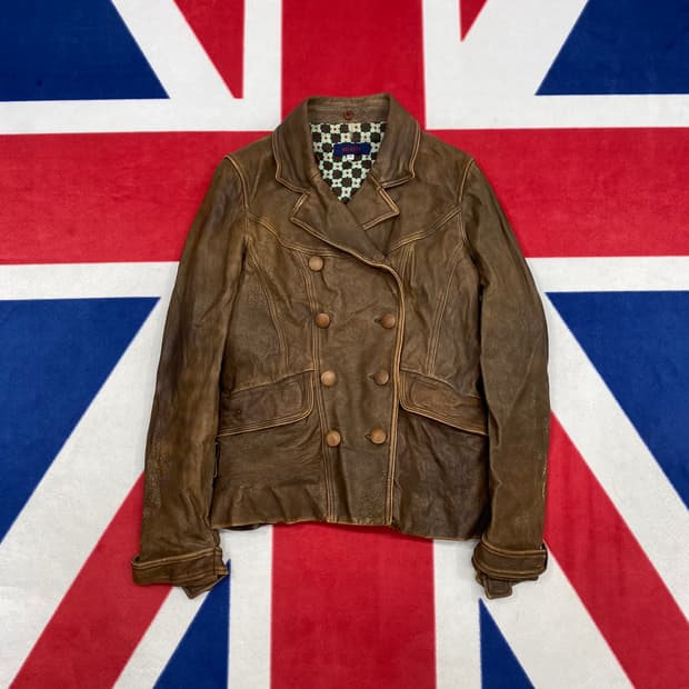 겐조 가죽자켓 38 실측 44-55 