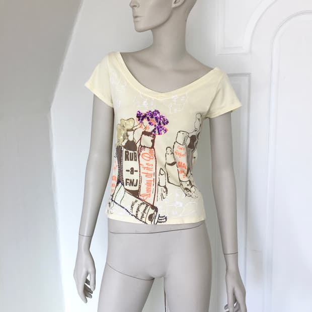 Cream Sequin Embellished Top