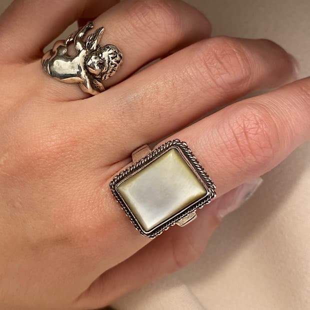 square mother-of-pearl 925silv