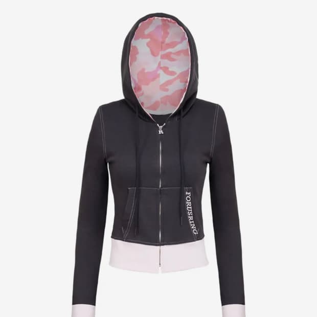 포어링 bebe cargo training hoodie charcoal